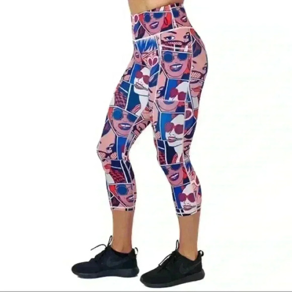 CVG Pop Art Capri Leggings, Size S, NWOT